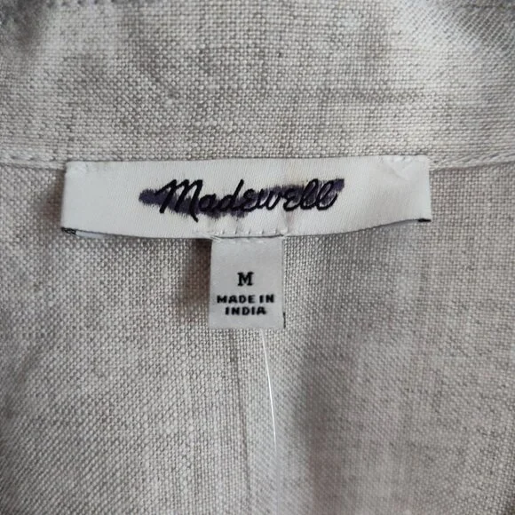 Ladies SZ M Madewell Oat Linen Midi Shirtdress - Picture 5 of 5